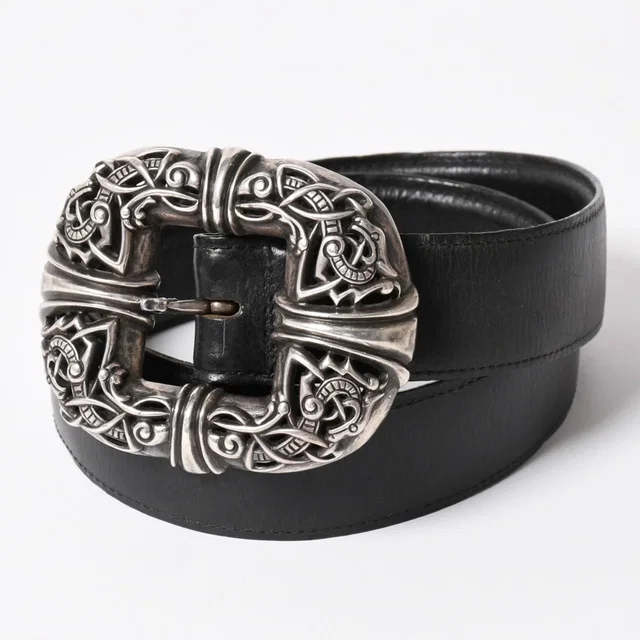 Chrome Hearts Celtic Center Bar Belt 925 Sterling Silver Leather 32 in Silver Leather from The Reluxe