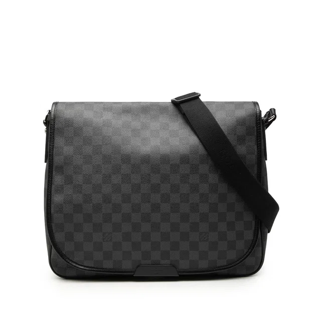 Black Louis Vuitton Damier Graphite Daniel MM Crossbody Bag in Black Canvas from Designer Revival