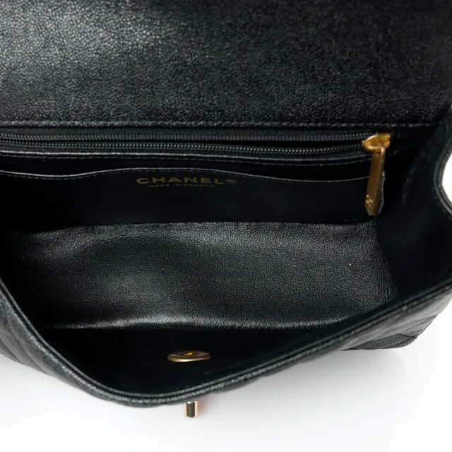 Chanel Caviar Quilted Mini Top Handle Rectangular Flap Black in Black Caviar leather from FASHIONPHILE, photo 5 of 12