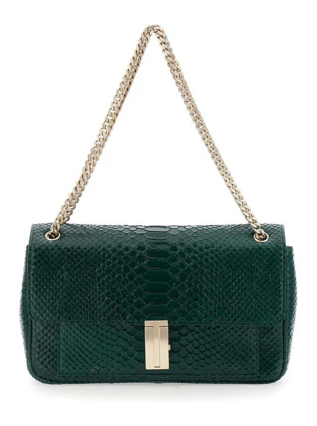 Tom Ford Python-Textured Calf Leather Crossbody Bag — Green in Green Calfskin from HEWI