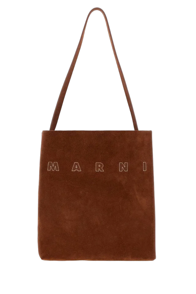 Marni Hobo Shoulder Bag — Brown Exterior: Bovine Leather in Brown Leather from HEWI