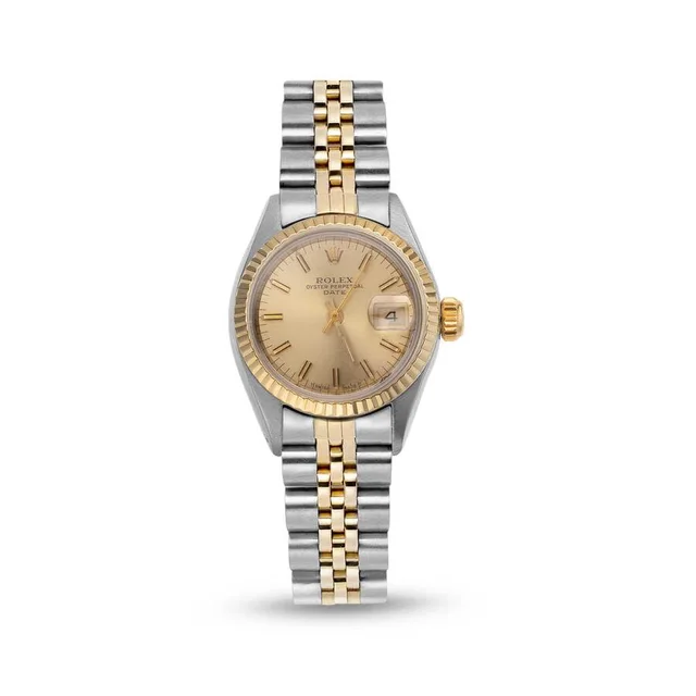 Rolex Date Automatic Chronometer Champagne Dial Ladies Watch 69173 CSJ in neutral|yellow|white|silver|gold|gray from Jomashop.com