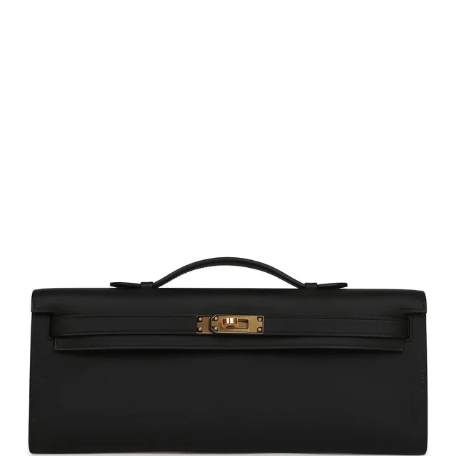 Hermès Kelly Cut Black Swift Gold Hardware in Black Swift leather from Madison Avenue Couture