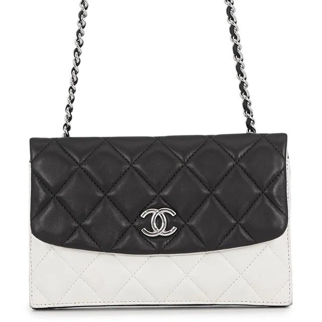 Chanel Matelasse Chain Wallet Double Face Black/White Lambskin in Black Lambskin from GALLERY RARE