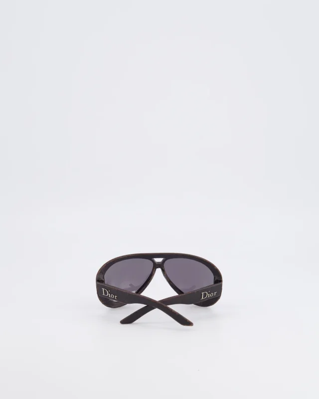 Dior Wood Brown Leather Sunglasses with Silver Logo Detail in Brown Leather from Sellier, photo 4 of 4