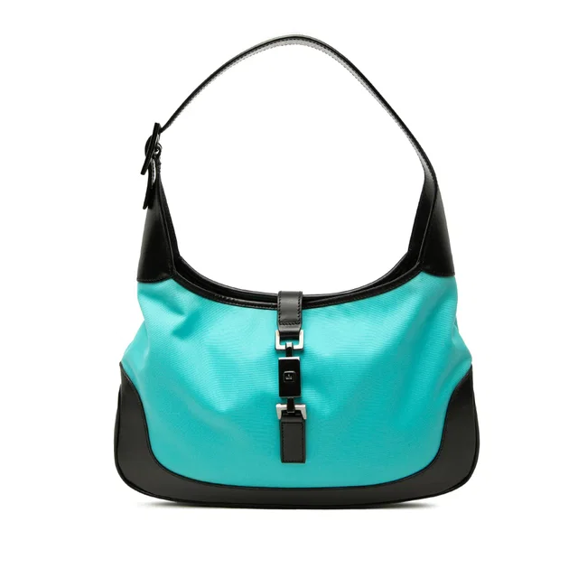 Blue Gucci Canvas Jackie Shoulder Bag in Blue Canvas from Designer Revival