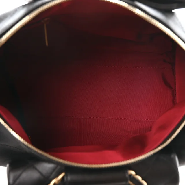 Chanel Grained Calfskin Lambskin Quilted Large Bowling Bag Black in Black Caviar leather from FASHIONPHILE, photo 5 of 10