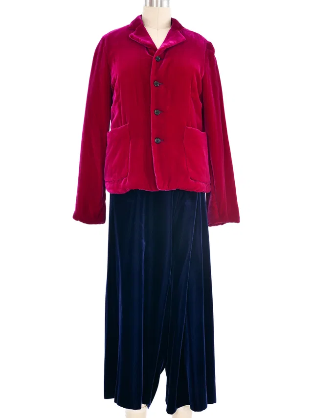 Comme des Garçons Two Tone Velvet Ensemble in Velvet from Arcade Vintage