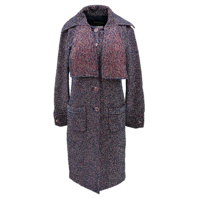 Chanel 2016 Coat Navy #36 in Navy Nylon from AMORE Vintage Tokyo