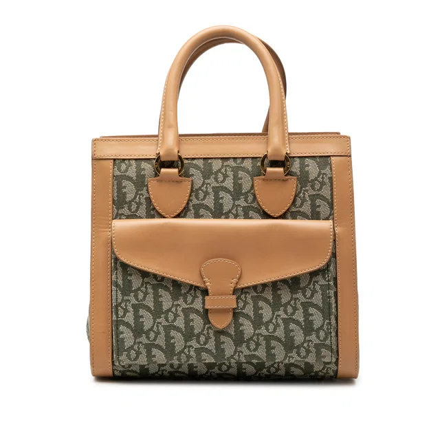 Green Dior Diorissimo Trotter Canvas Pocket Tote in Green Canvas from Designer Revival