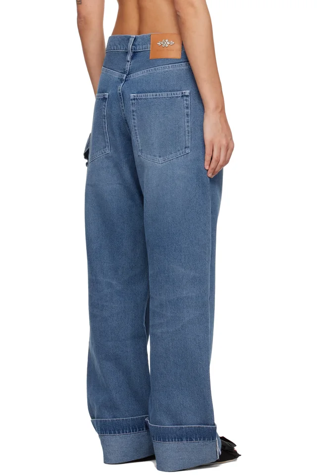 Simone Rocha Blue Straight Leg Jeans, photo 3 of 4 from SSENSE
