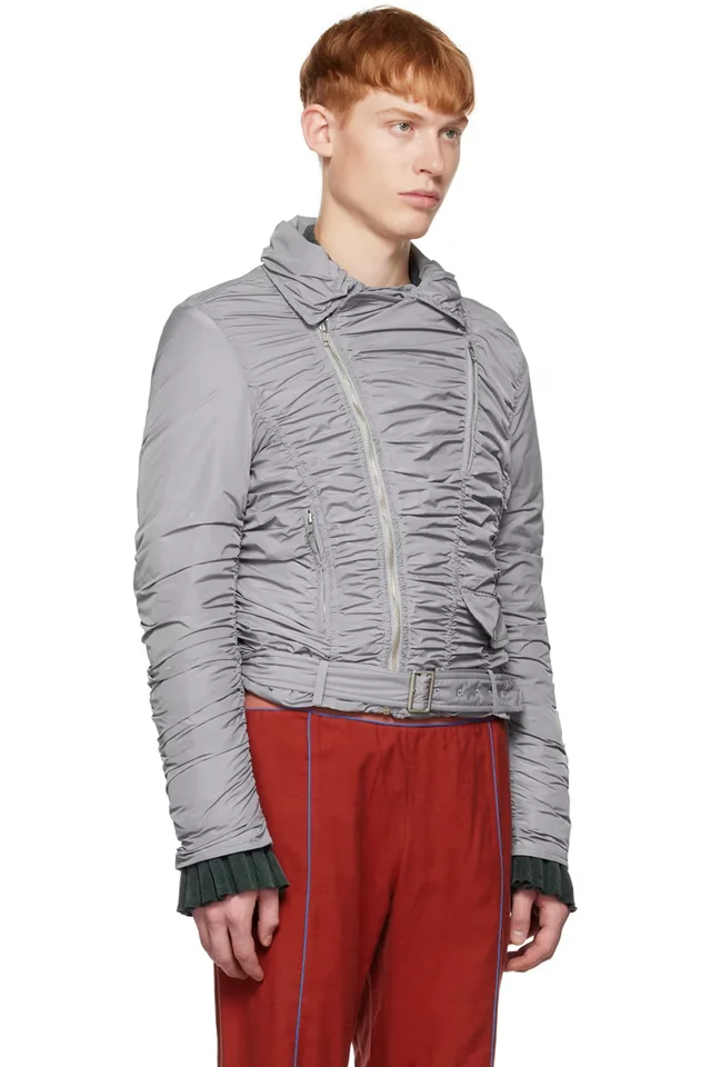OPEN YY SSENSE Exclusive Gray Ruched Bomber Jacket, photo 2 of 4 from SSENSE