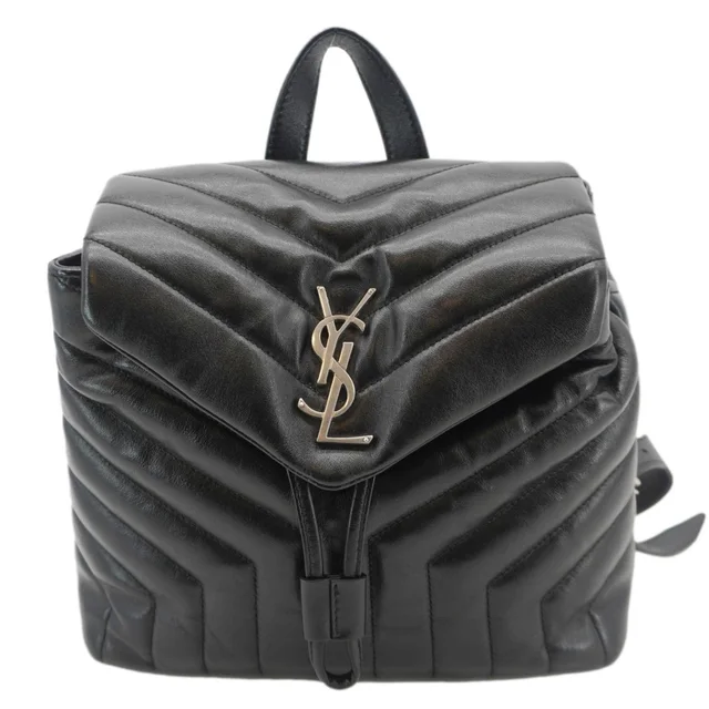 Saint Laurent Loulou Small Monogram Calfskin Y Quilted Backpack Black in Black Calfskin from Dallas Designer Handbags