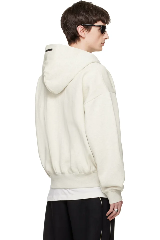 Fear of God ESSENTIALS Gray Signature Classic Full Zip Hoodie, photo 3 of 4 from SSENSE