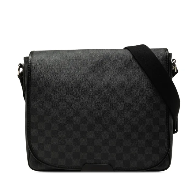 Black Louis Vuitton Damier Graphite Daniel MM Crossbody Bag in Black Canvas from Designer Revival