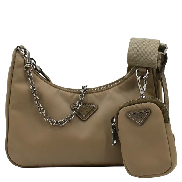 Prada Re-Edition 2005 Re-Nylon Shoulder Bag Beige in Beige Nylon from Dallas Designer Handbags