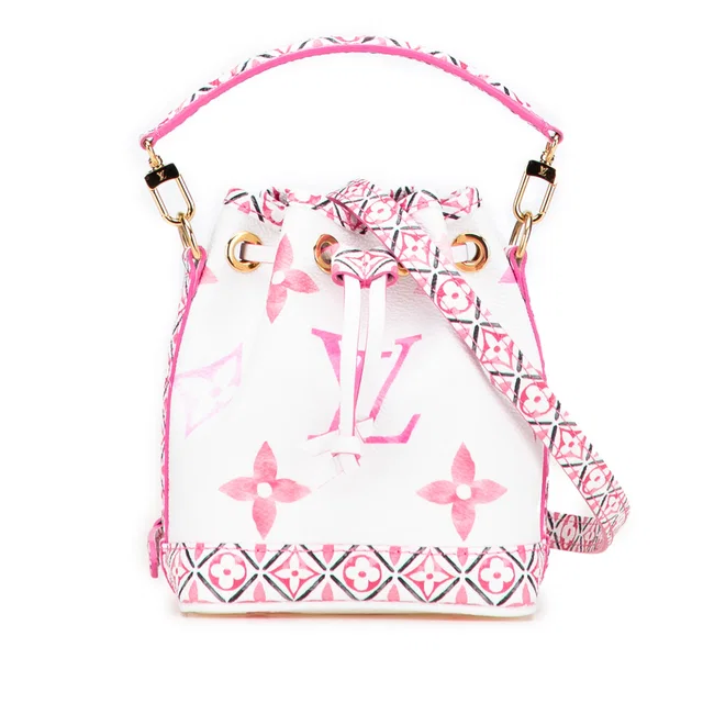 Pink Louis Vuitton Monogram Watercolor Giant By the Pool Nano Noe Bucket Bag in Pink Coated canvas from Designer Revival