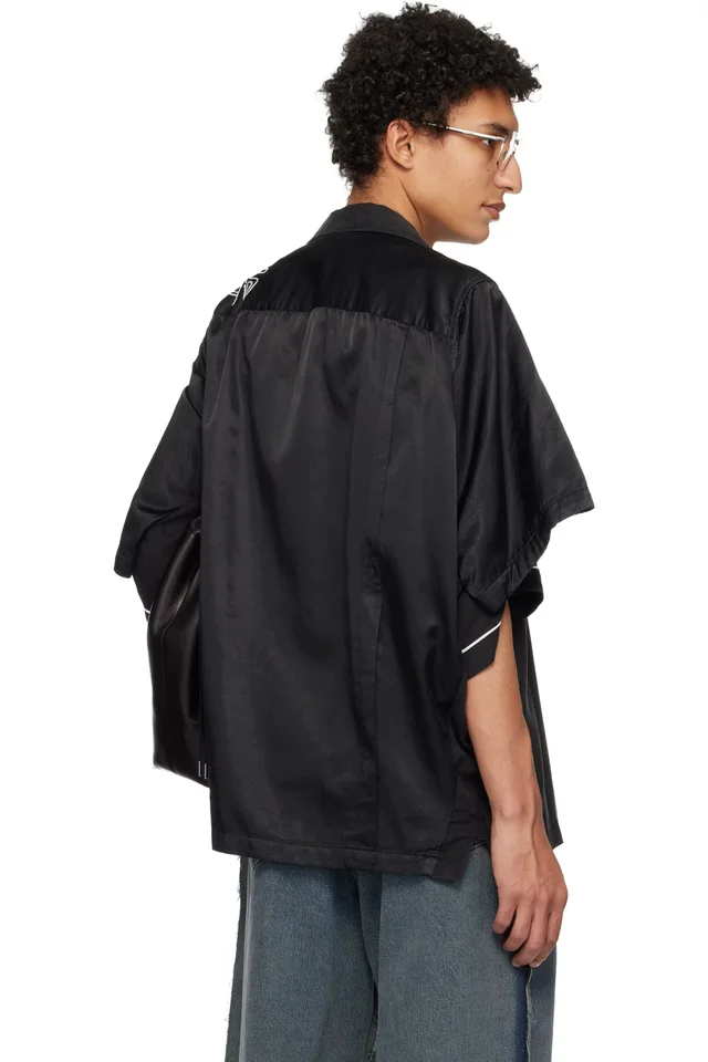 Maison MIHARA YASUHIRO Black W Sleeve Bowling Shirt, photo 3 of 4 from SSENSE