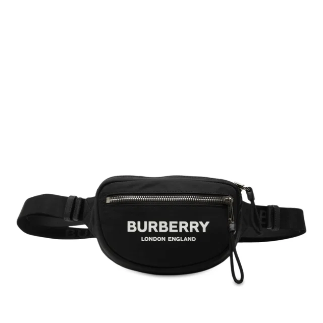 Black Burberry Nylon Logo Cannon Belt Bag in Black Nylon from Designer Revival