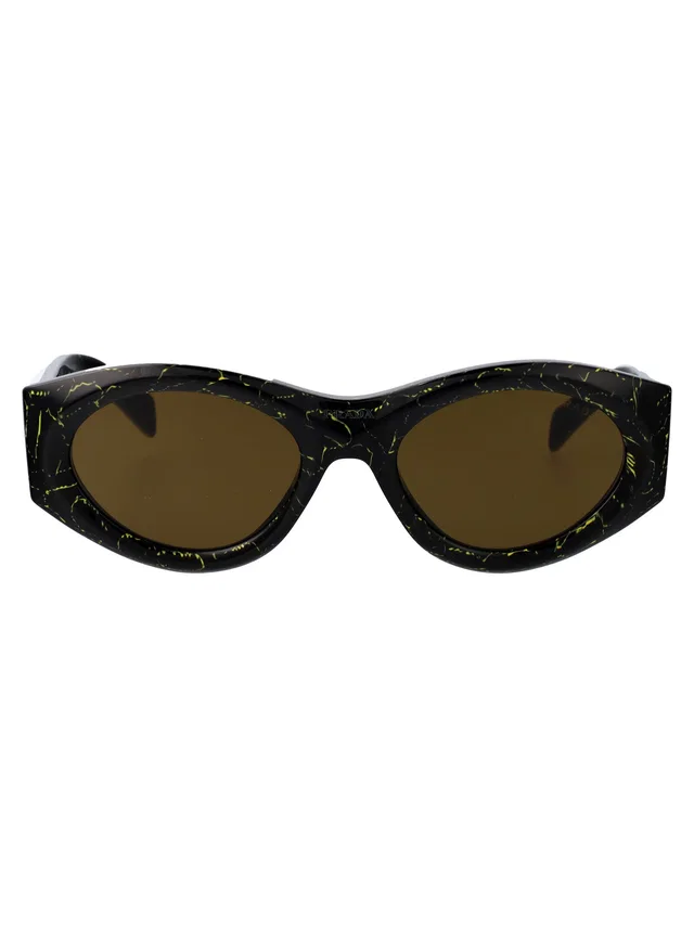 Prada 0pr Black And Yellow Marble Acetate Sunglasses in Black from HEWI