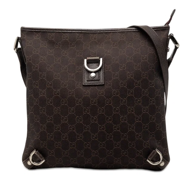 Brown Gucci GG Denim Abbey D Ring Crossbody in Brown Denim from Designer Revival