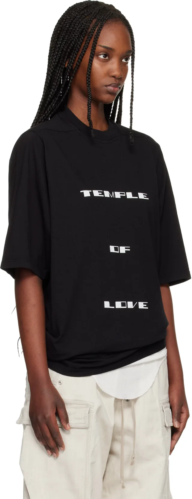Rick Owens DRKSHDW Black Temple Jumbo S/S T-shirt, photo 2 of 4 from SSENSE