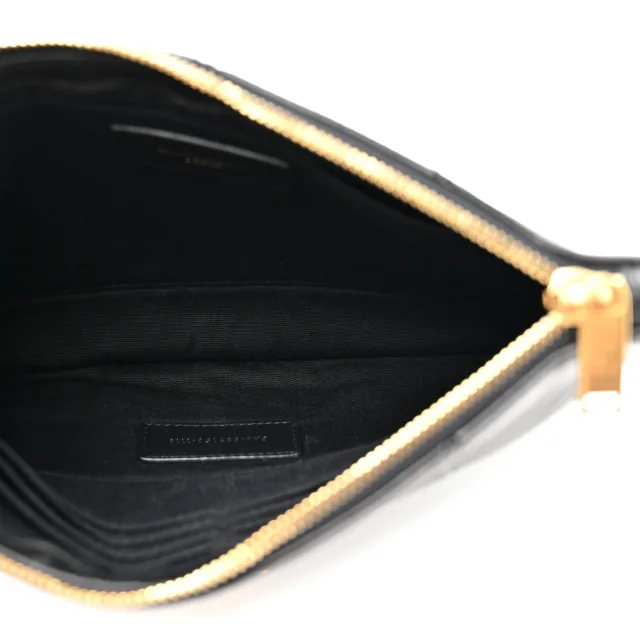 Saint Laurent Patchwork Monogram Jamie Pouch Black in Black Lambskin from FASHIONPHILE, photo 5 of 7