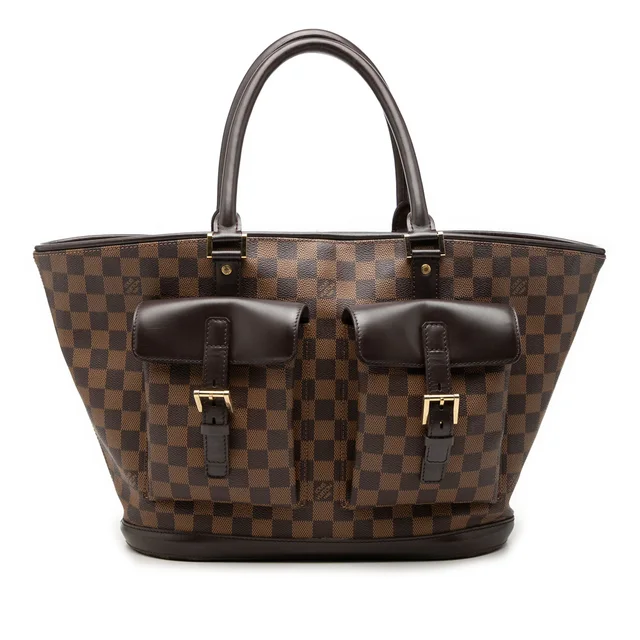 Brown Louis Vuitton Damier Ebene Manosque GM Tote Bag in Brown Canvas from Designer Revival