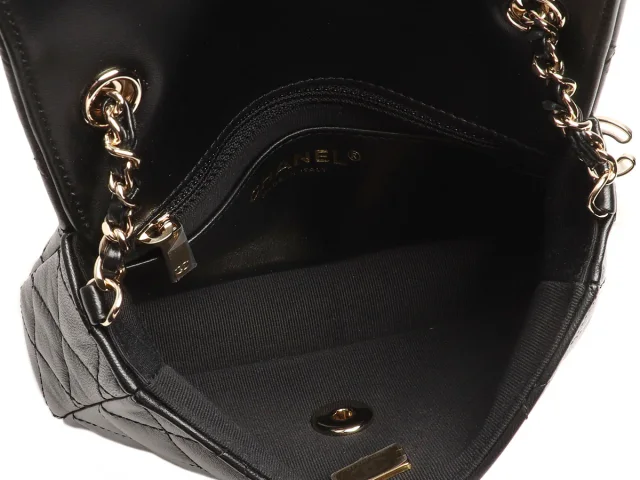Chanel Mini Black Quilted Lambskin Heart Charms Flap in Black Lambskin from Ann's Fabulous Finds, photo 2 of 2