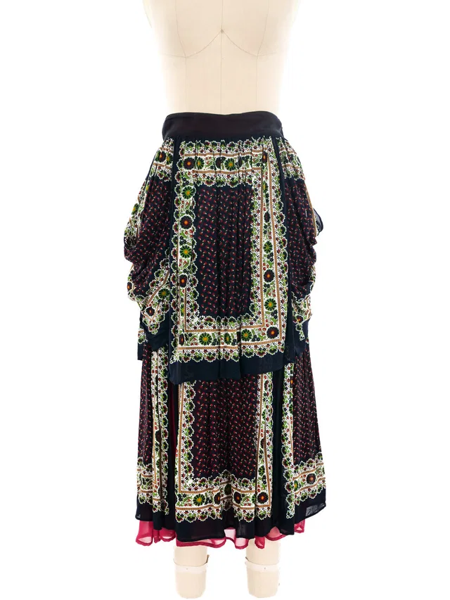 Dolce & Gabbana Tiered Floral Printed Skirt in Multicolor from Arcade Vintage