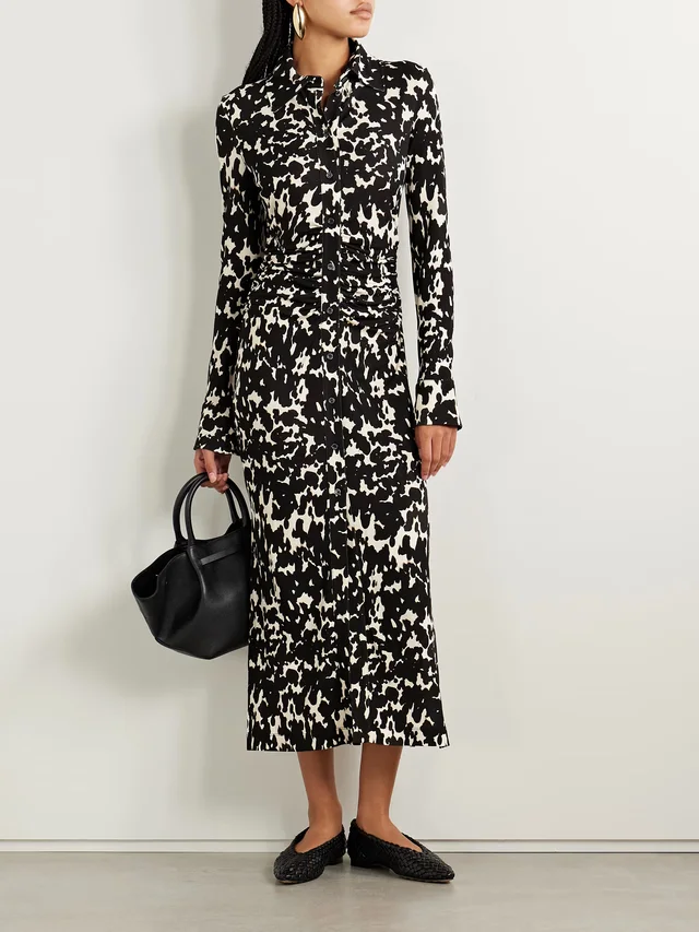 ALTUZARRA Claudia ruched printed crepe-jersey midi dress in Black, photo 2 of 2 from NET-A-PORTER (Canada)