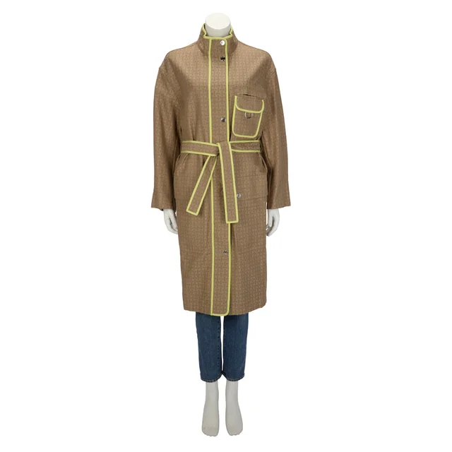 Hermès Cotton Jacquard Mosaique Coat FR 40 in Brown from Blue Spinach
