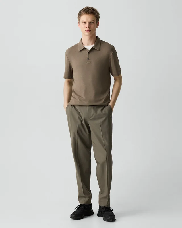 Theory Bron Polo Shirt in Anemone Modal Jersey in MOREL 67% Modal, 30% Polyester, 3% Spandex, photo 5 of 12 from Theory