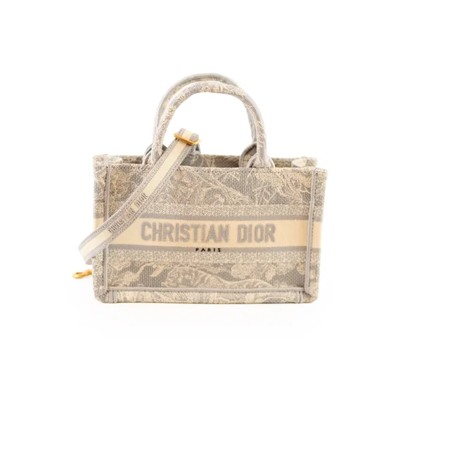 Dior Mini Toile de Jouy Embroidery Book Tote Canvas Light Grey in Grey Canvas from The Purse Affair