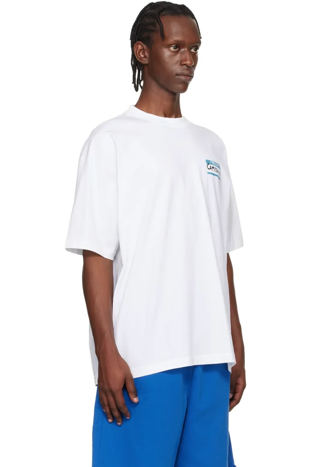 VETEMENTS White Sticker T-shirt, photo 2 of 4 from SSENSE