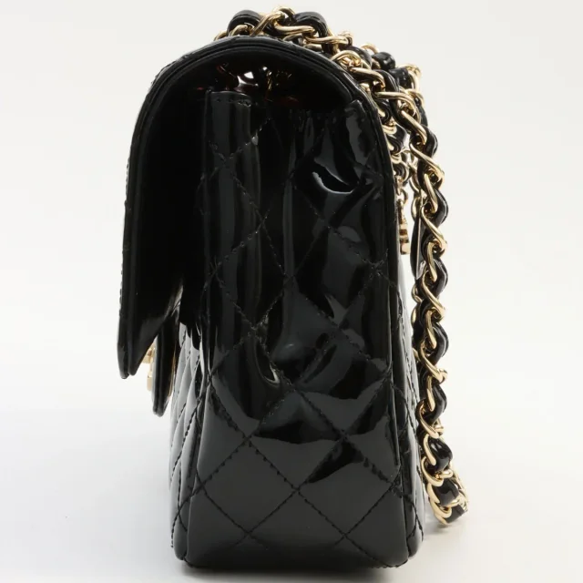 Chanel Circa 2009 Patent Multicharm CC Turnlock Chain Bag Black in Black Patent leather from VINTAGE QOO TOKYO, photo 4 of 13
