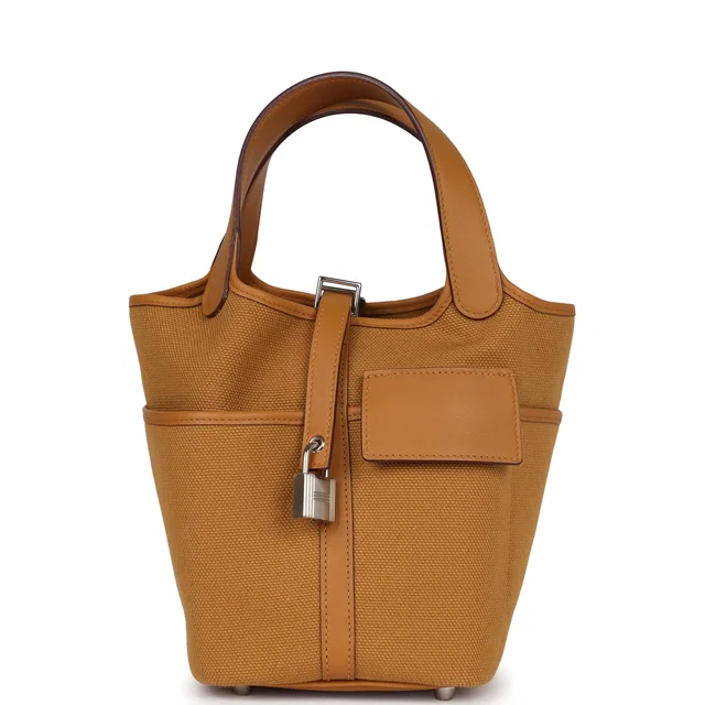 Hermès Picotin Cargo 18 Sesame Swift and Toile Canvas Palladium Hardware in Swift leather from Madison Avenue Couture