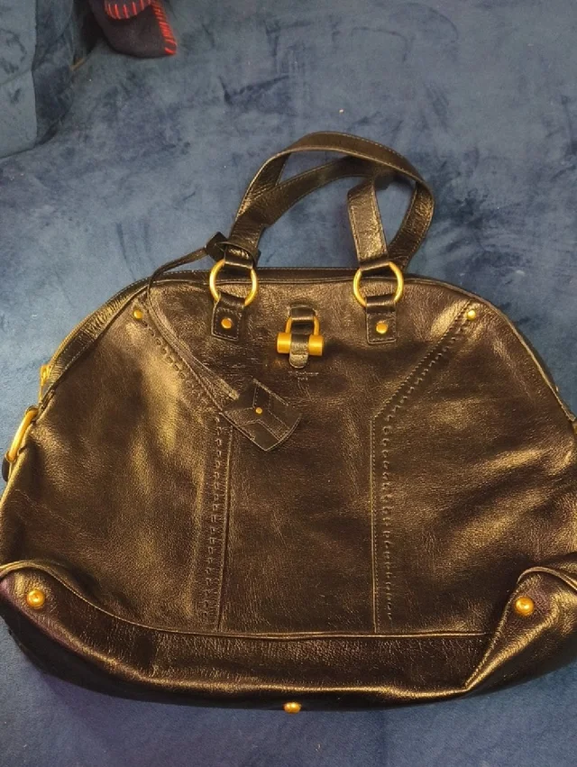 Saint Laurent Black Leather Satchel With Gold-Tone Hardware in black|gold Leather from Poshmark, photo 1 of 1