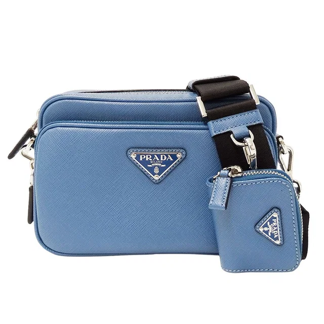 Prada Shoulder Bag Saffiano Light Blue in Blue Saffiano leather from The Reluxe