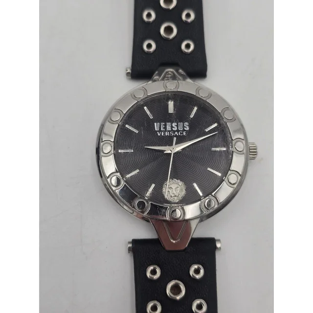Versace Women's Analogue Watch - Black/Silver in gray|black|silver from Depop, photo 5 of 9