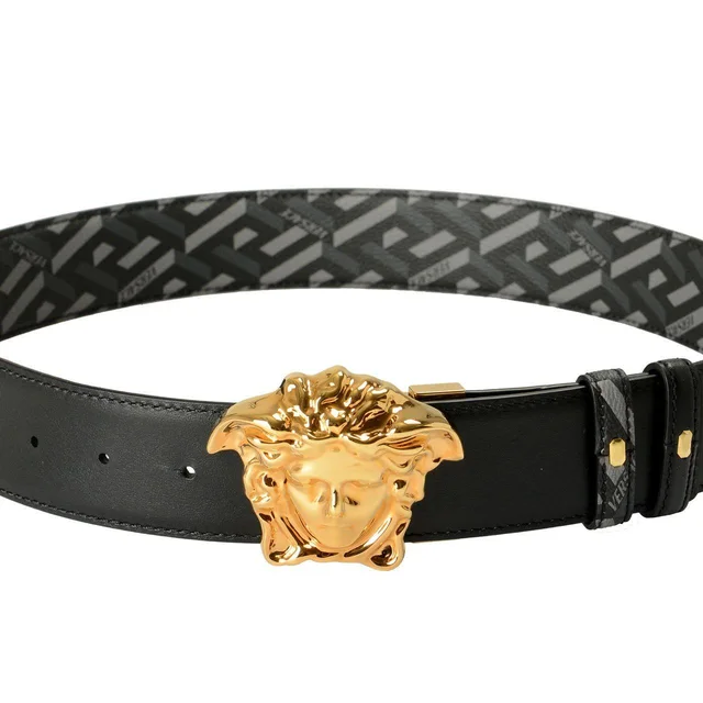 Versace Men's Belt - Black/Grey in black|gray from Depop, photo 4 of 6