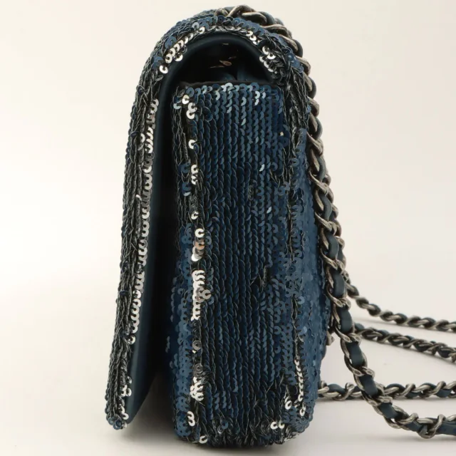 Chanel Sequined Coco Cuba Chain Shoulder Bag, circa 2016, Blue in Blue from VINTAGE QOO TOKYO, photo 4 of 11