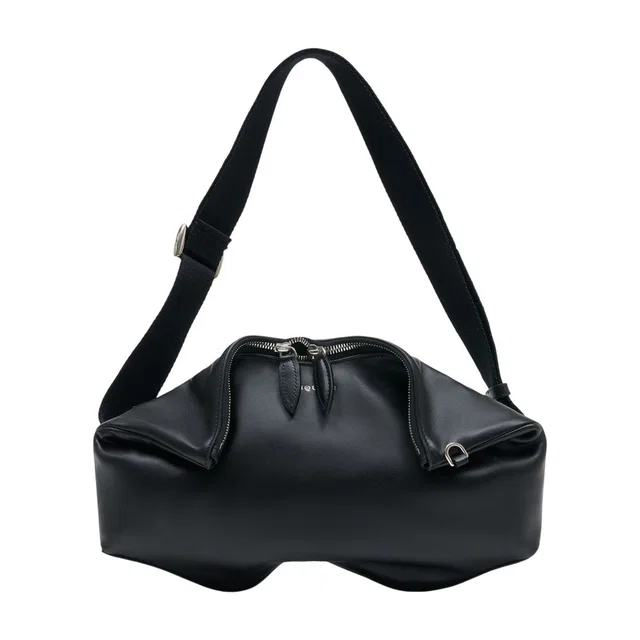 Alexander McQueen Manta Messenger Clutch — Black Calfskin in Black Calfskin from HEWI