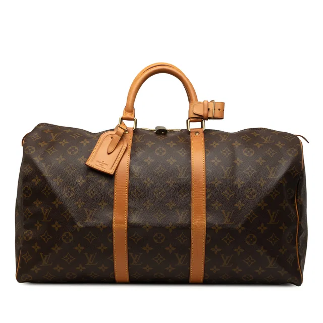 Brown Louis Vuitton Monogram Keepall 50 Travel Bag in Brown Coated canvas from Designer Revival