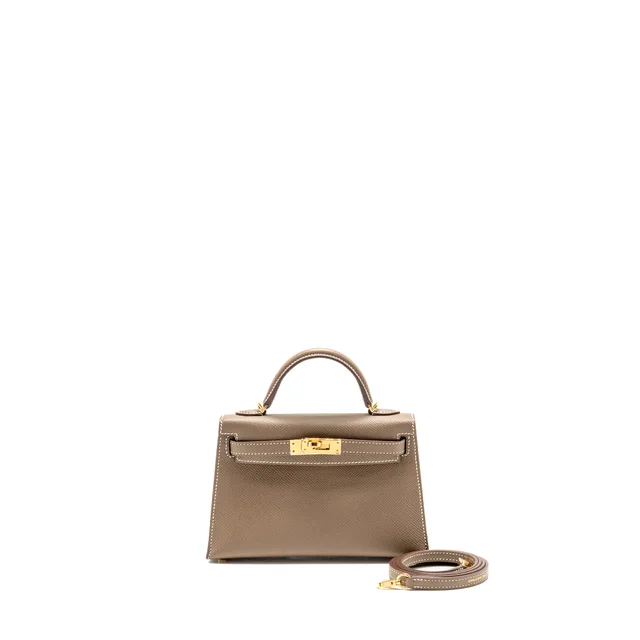 Hermès Mini Kelly Epsom Etoupe GHW Stamp U in Taupe Epsom leather from EMIER