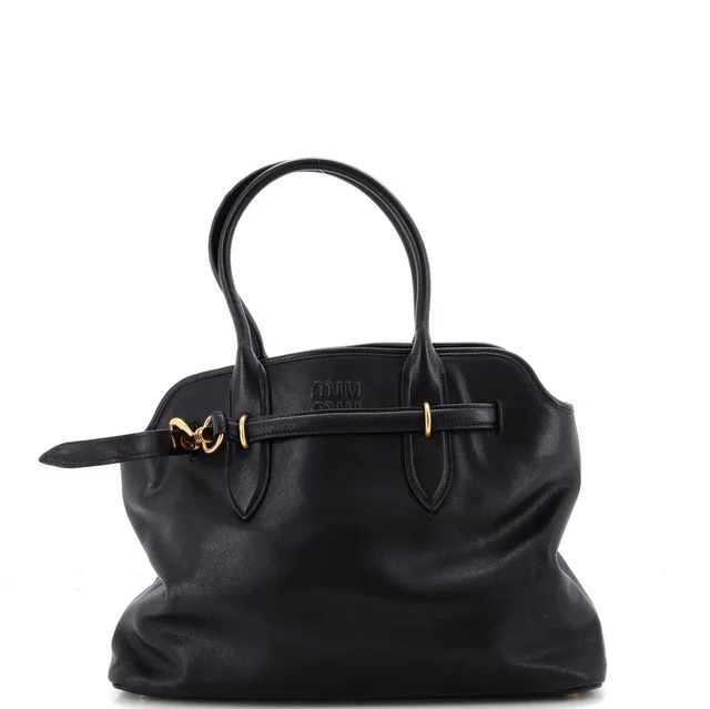 Miu Miu Aventure Tote Leather Large in black Leather from Rebag