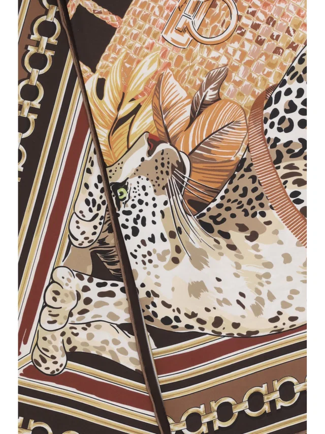 Ferragamo Leopard-Print Silk Scarf — Brown Scarfs in Brown Silk from HEWI
