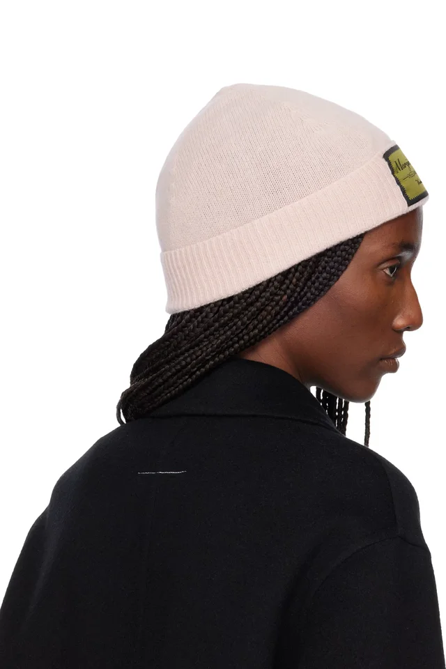 MM6 Maison Margiela Pink Access Labels Story Beanie, photo 3 of 3 from SSENSE