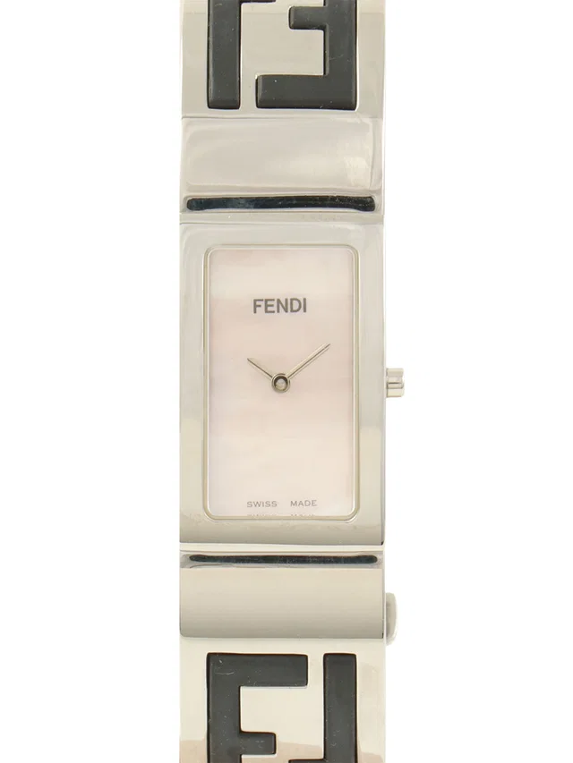 Fendi Shell Logo Face Bangle Watch Silver/Pink in Pink from VINTAGE QOO TOKYO