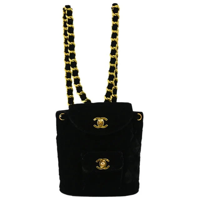 Chanel 1994-1996 Black Velvet Small Duma Backpack in Black Velvet from AMORE Vintage Tokyo